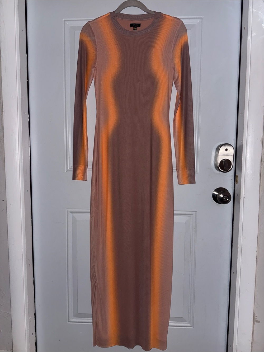 AFRM Long Sleeve Mauve Maxi Dress with Subtle Orange Glow